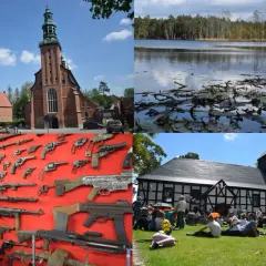 Kaszubskie atrakcje: kościół, jezioro, kolekcja broni i festyn.