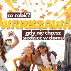 Co można robić w Warszawie? Młodzi ludzie cieszą się jesienią, a w tle Pałac Kultury.