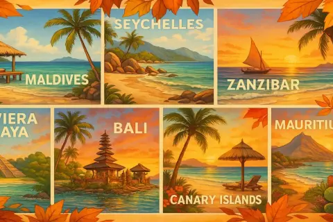 Kraje egzotyczne: Malediwy, Seszele, Zanzibar, Bali, Wyspy Kanaryjskie, Mauritius, Riviera Maya. Wakacyjne marzenia.