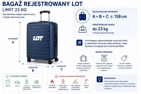 Jaki bagaż do samolotu? LOT pozwala na 23 kg bagażu rejestrowanego w klasie ekonomicznej. Sprawdź wymiary i zawartość!