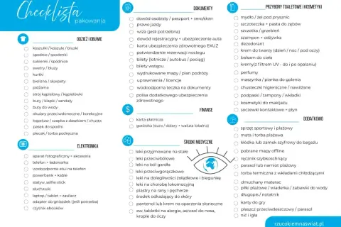 Lista na wyjazd: odzież, dokumenty, kosmetyki, leki, elektronika i rzeczy dodatkowe. Sprawdź, czy masz wszystko!