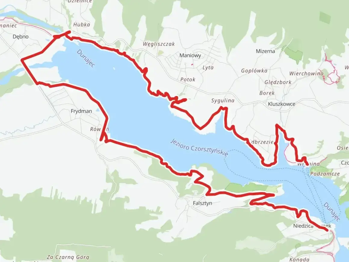 Trasa rowerowa wokół Jeziora Czorsztyńskiego, znana jako velo dunajec, prowadzi przez malownicze tereny, mijając Frydman, Niedzicę i Falsztyn.
